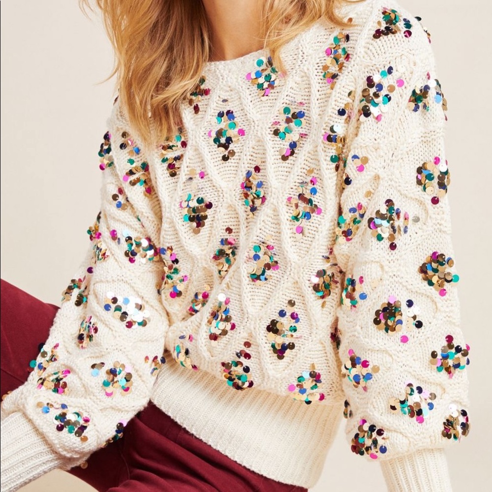Anthropologie Sequined Sweater